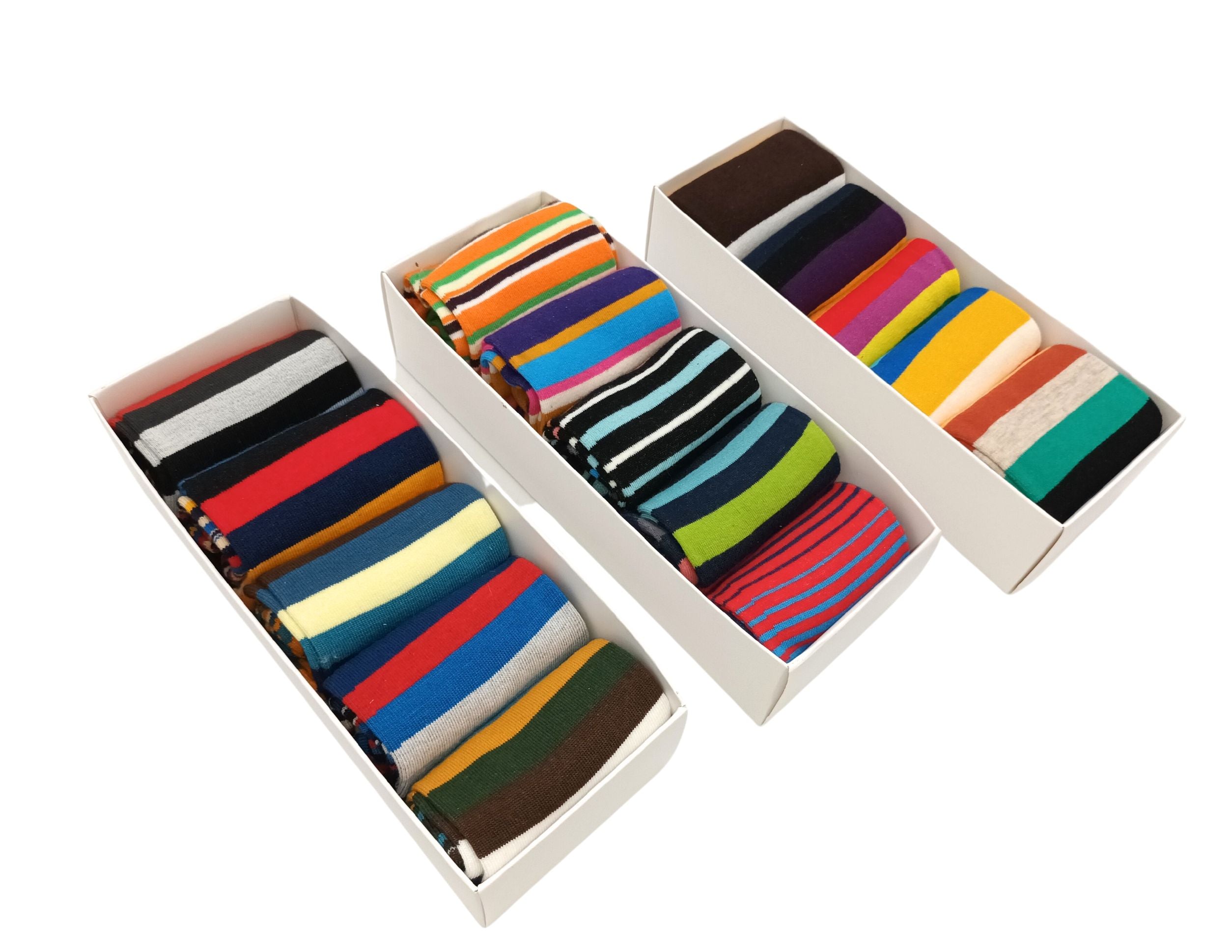 Colorful Socks Box | 5 Paar gestreifte Socken | Geschenkbox